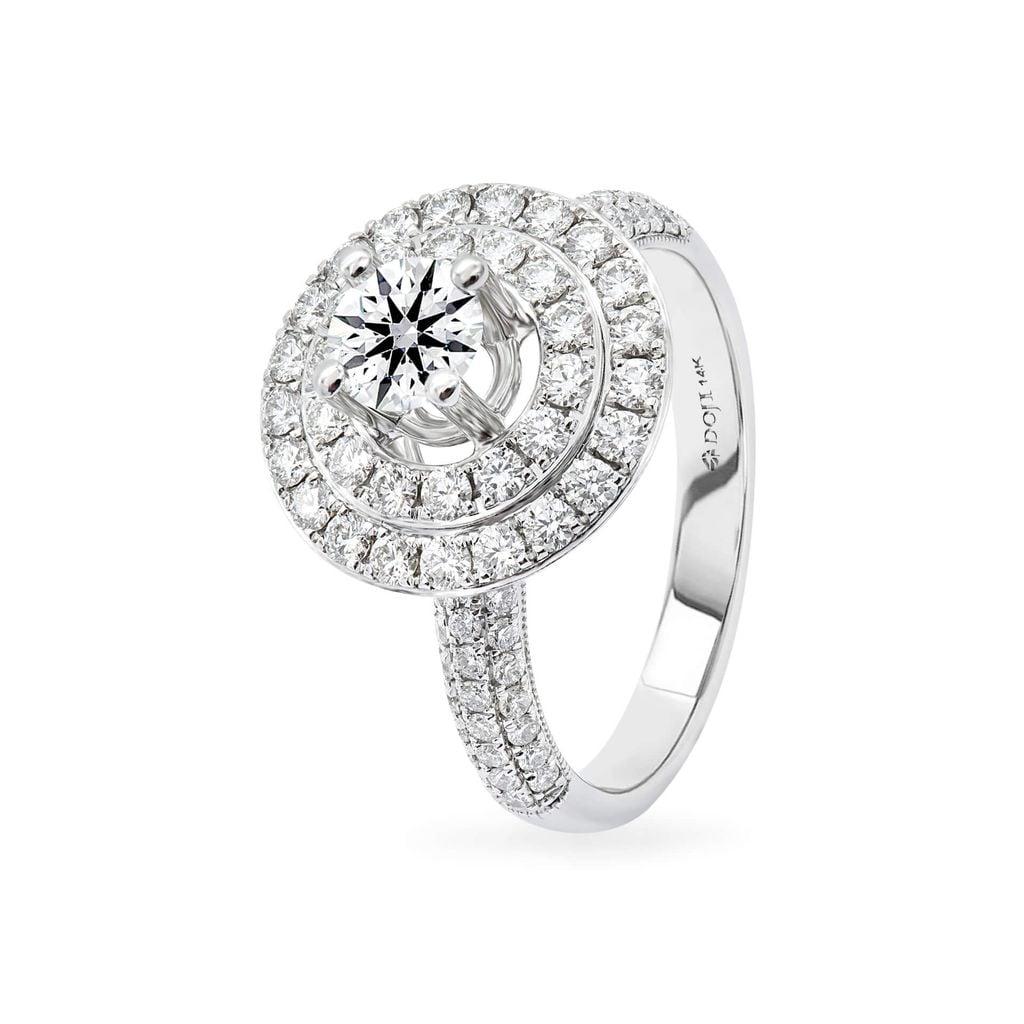 Nhẫn vàng trắng 14K gắn kim cương DOJI AFRB100097F2HA1 