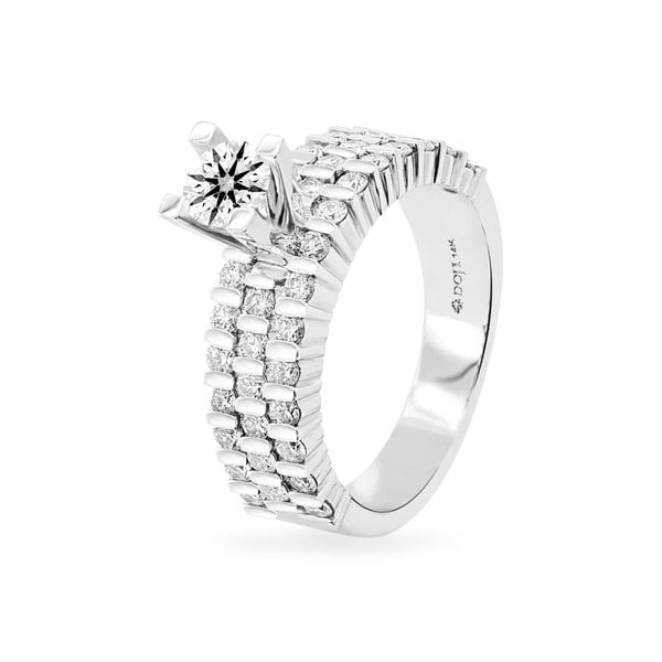 Nhẫn vàng trắng 14K gắn kim cương DOJI AFRB100104F2HA1