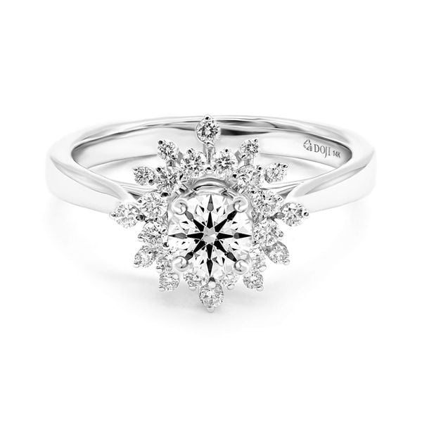 Nhẫn vàng trắng 14K gắn kim cương DOJI AFRB100106F2HA1