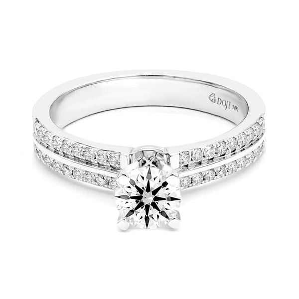 Nhẫn vàng trắng 14K gắn kim cương DOJI AFRB100124F2HA1
