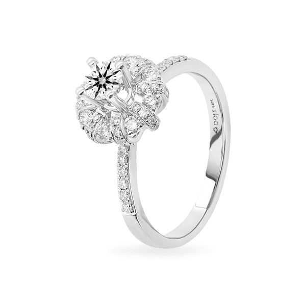 Nhẫn vàng trắng 14K gắn kim cương DOJI AFRB100136F2HA1