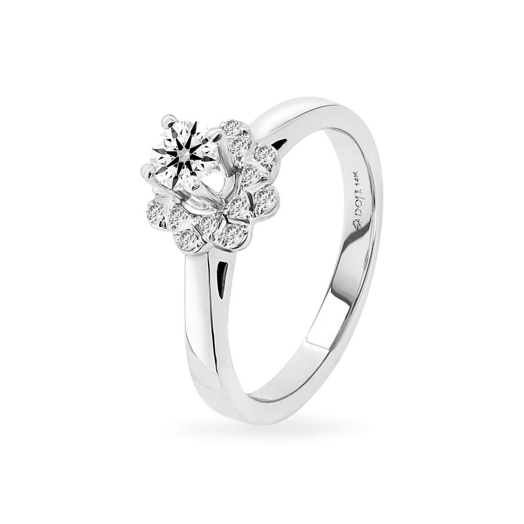 Nhẫn vàng trắng 14K gắn kim cương DOJI AFRB100147F2HA1 