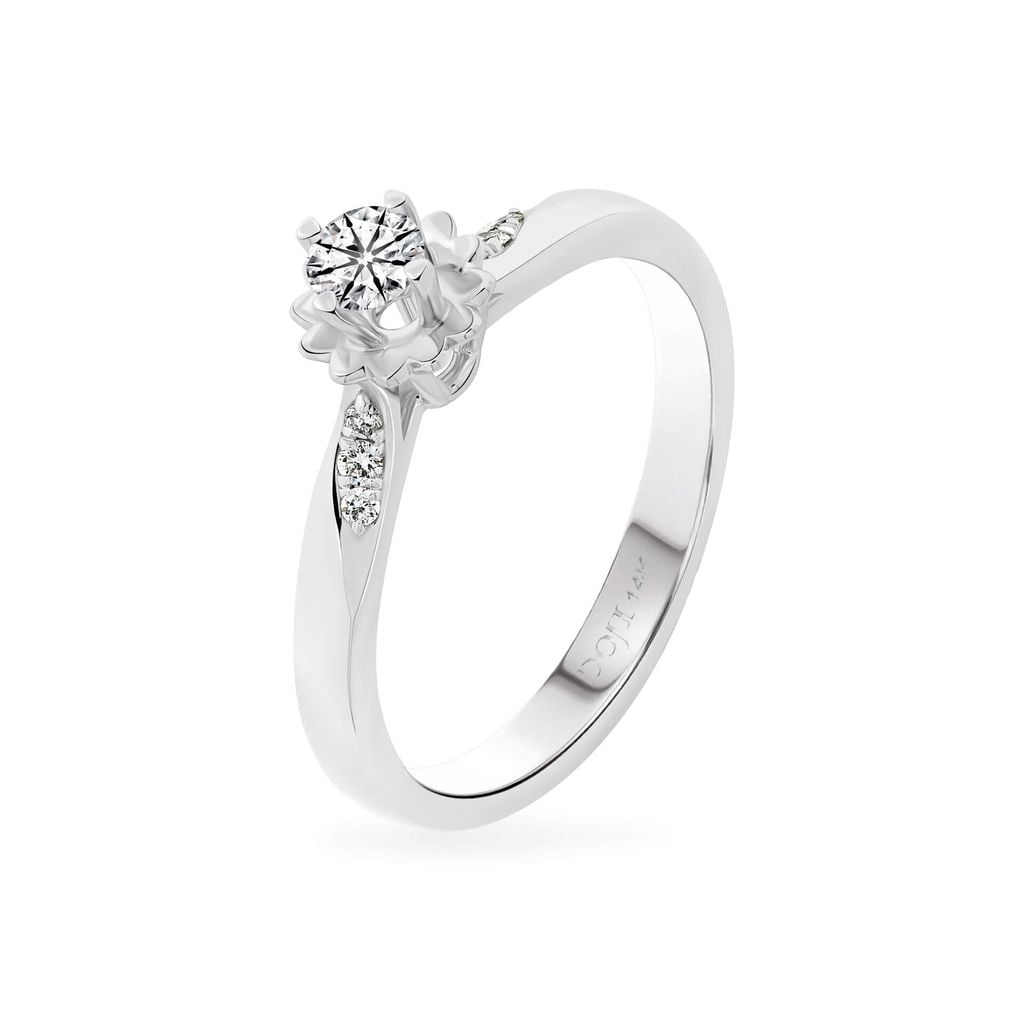 Nhẫn vàng trắng 14K gắn kim cương DOJI AFRB100164F2HA1 