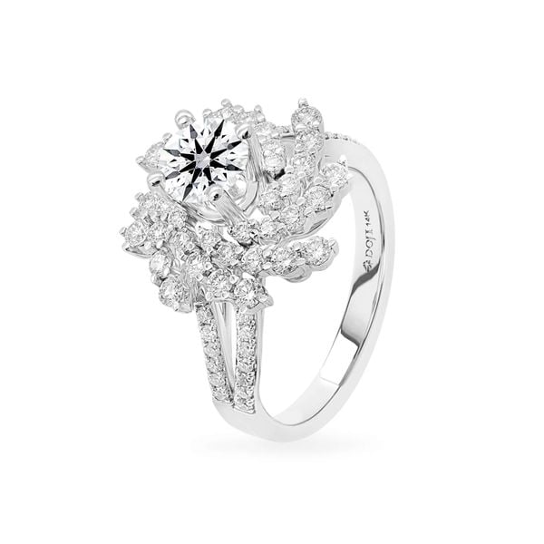 Nhẫn vàng trắng 14K gắn kim cương DOJI AFRB100166F2HA1