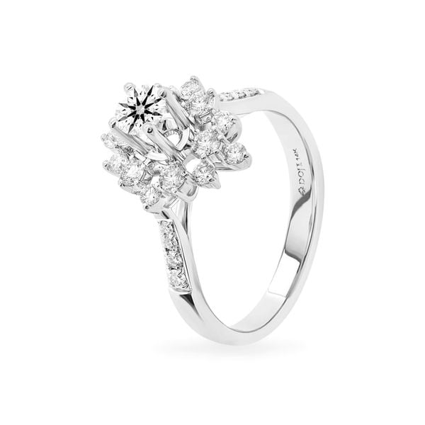 Nhẫn vàng trắng 14K gắn kim cương DOJI AFRB100190F2HA1