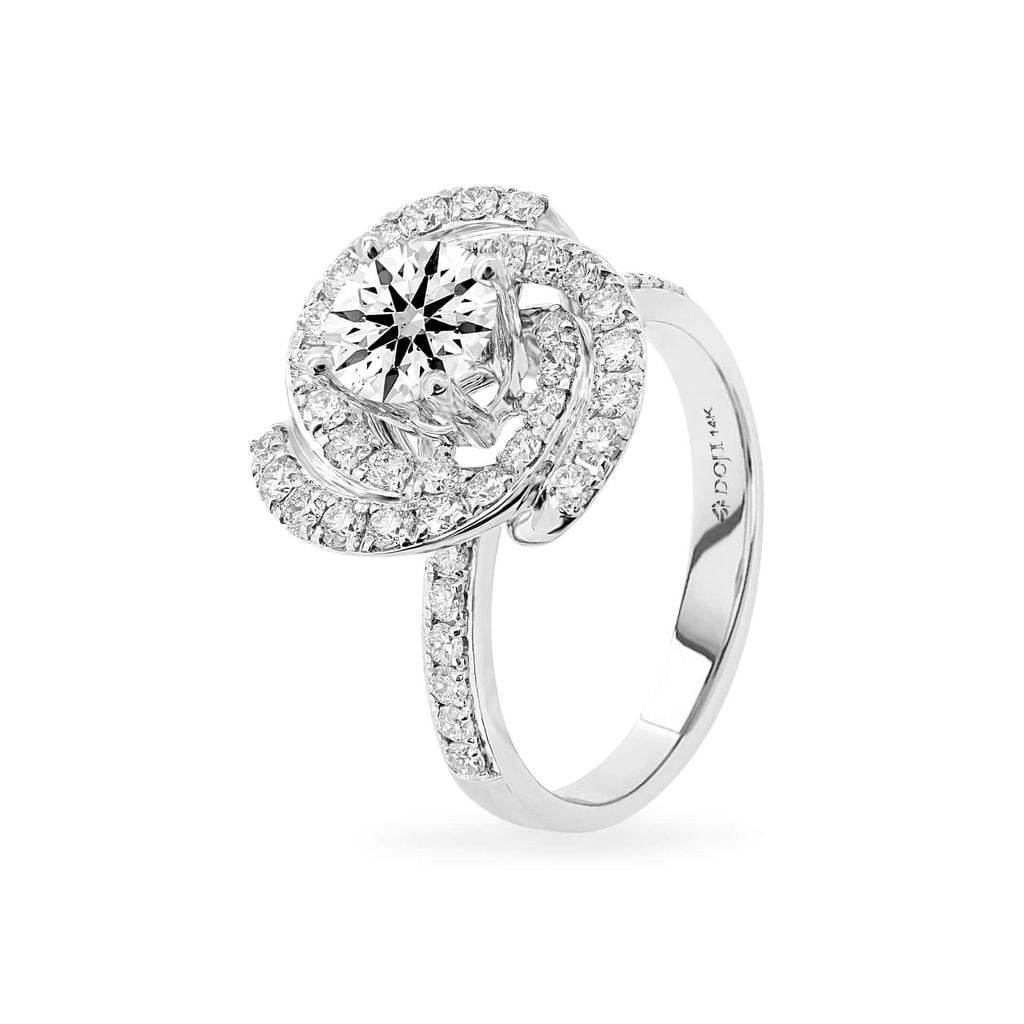 Nhẫn vàng trắng 14K gắn kim cương DOJI AFRB100212F2HA1 