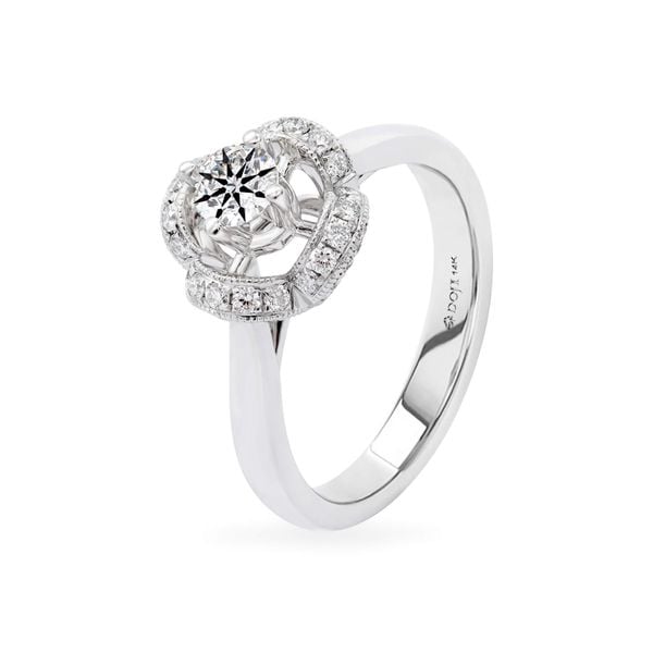 Nhẫn vàng trắng 14K gắn kim cương DOJI AFRB100229F2HA1