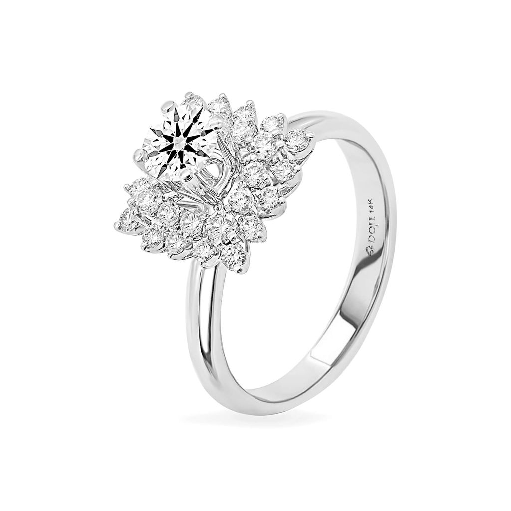 Nhẫn vàng trắng 14K gắn kim cương DOJI AFRB100368F2HA1 