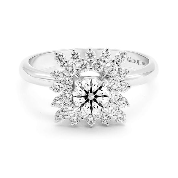 Nhẫn vàng trắng 14K gắn kim cương DOJI AFRB100368F2HA1