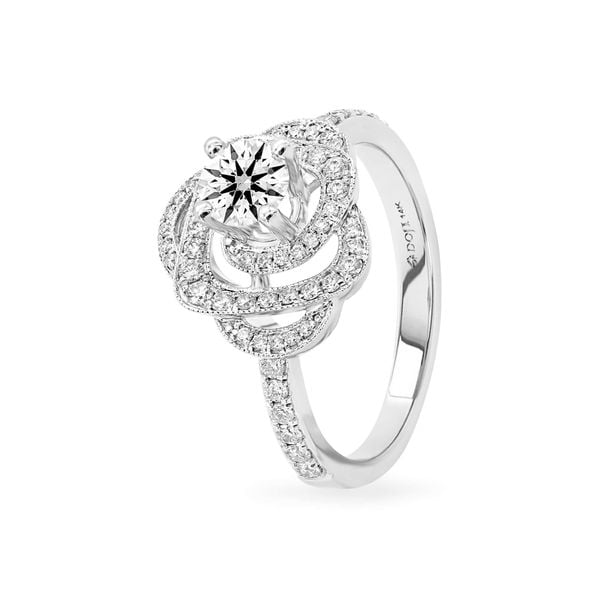 Nhẫn vàng trắng 14K gắn kim cương DOJI AFRB200142F2HA1