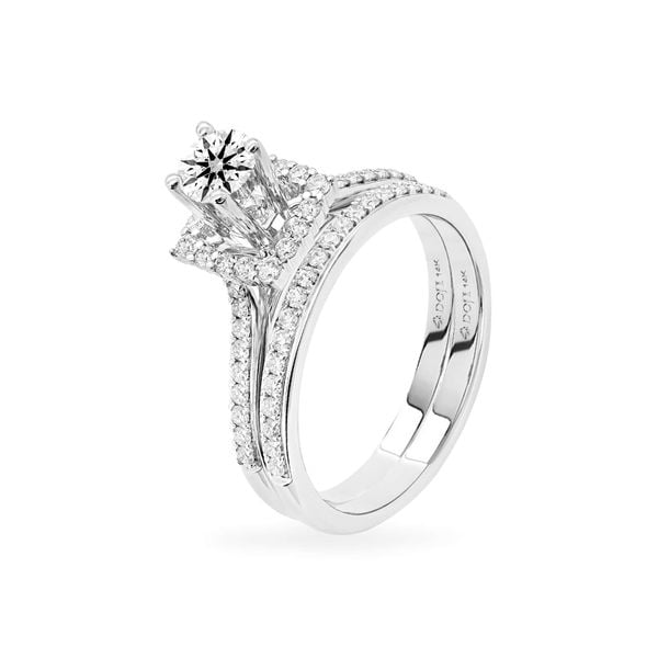 Nhẫn vàng trắng 14K gắn kim cương DOJI AFRB200146F2HA1
