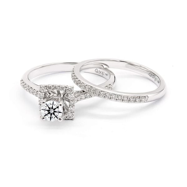Nhẫn vàng trắng 14K gắn kim cương DOJI AFRB200146F2HA1