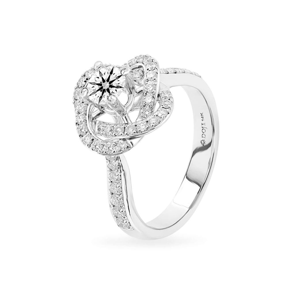 Nhẫn vàng trắng 14K gắn kim cương DOJI AFRB200149F2HA1 