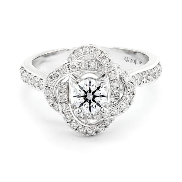 Nhẫn vàng trắng 14K gắn kim cương DOJI AFRB200149F2HA1