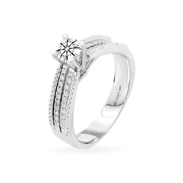 Nhẫn vàng trắng 14K gắn kim cương DOJI AFRB200152F2HA1