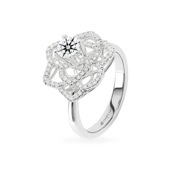 Nhẫn vàng trắng 14K gắn kim cương DOJI AFRB200259F2HA1