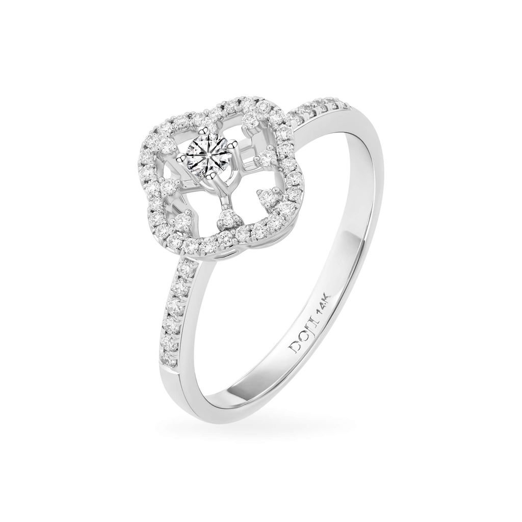 Nhẫn vàng trắng 14K gắn kim cương DOJI AFRB902528F2HA1 