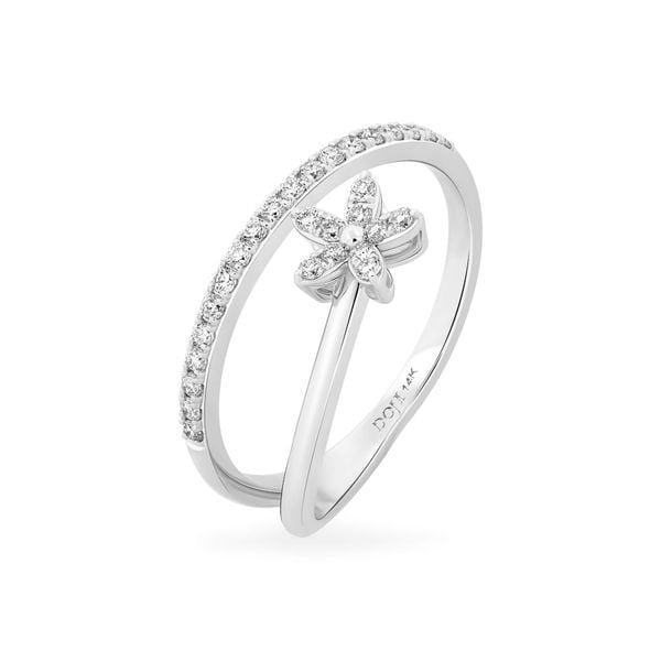 Nhẫn vàng trắng 14K gắn kim cương DOJI AFRB902533F2ML1