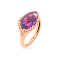 Nhẫn vàng hồng 18K gắn đá amethyst DOJI AFRC500142D3AM1