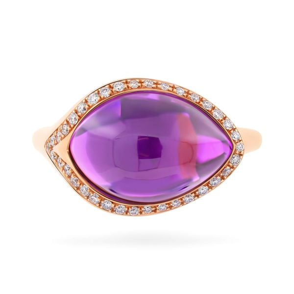 Nhẫn vàng hồng 18K gắn đá amethyst DOJI AFRC500142D3AM1