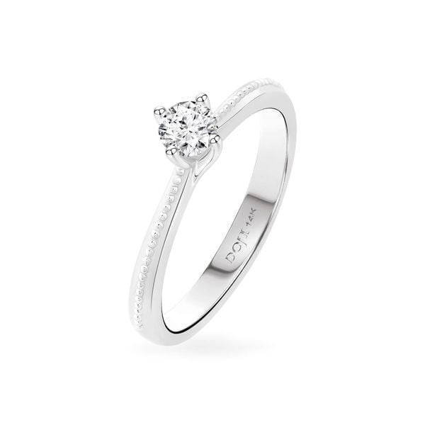 Nhẫn đính hôn vàng trắng 14K gắn kim cương DOJI AFRE000002F2NN1
