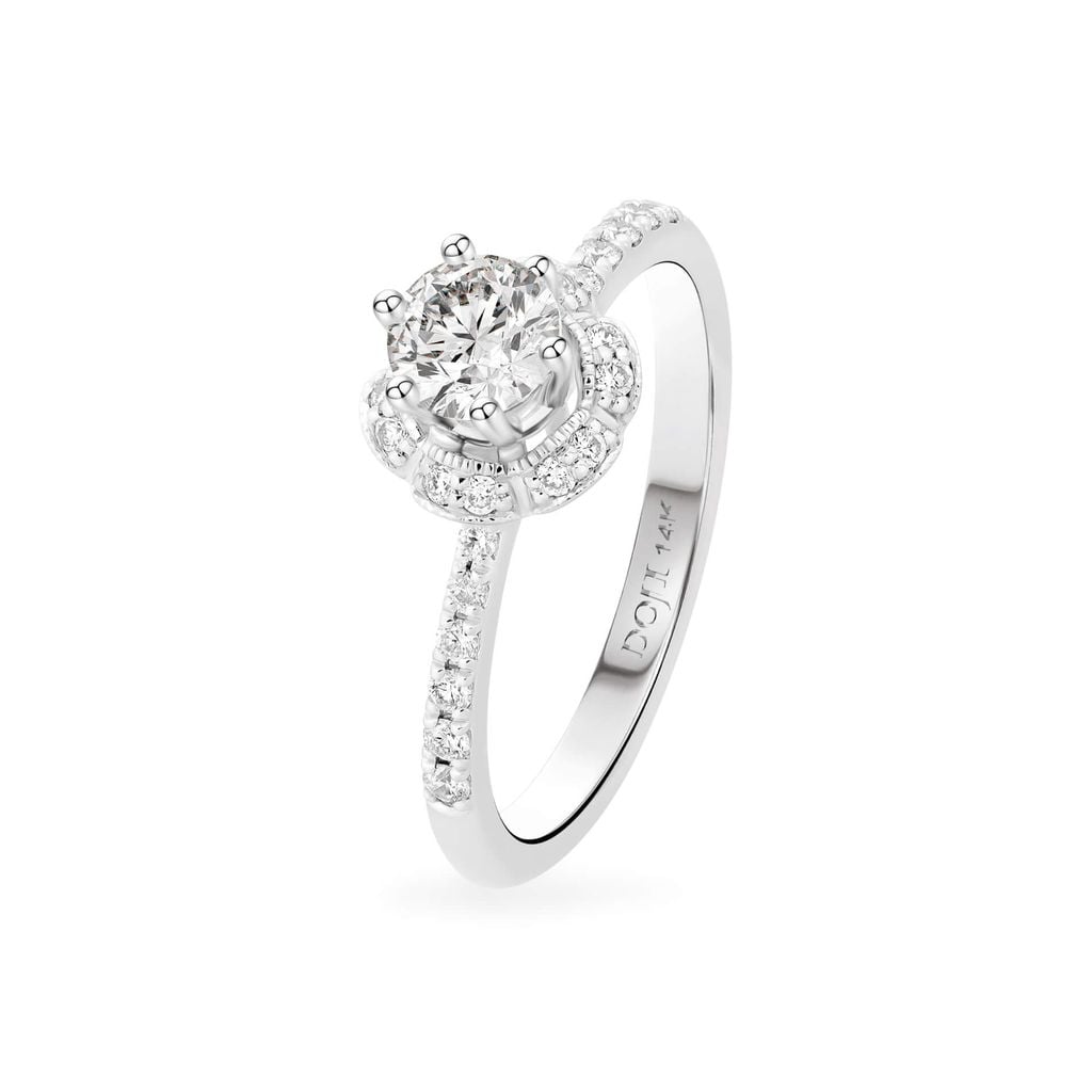 Nhẫn đính hôn vàng trắng 14K gắn kim cương DOJI AFRE000008F2DA1 