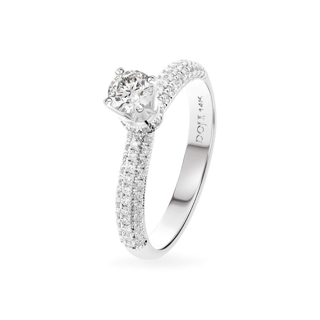 Nhẫn đính hôn vàng trắng 14K gắn kim cương DOJI AFRE000016F2DA1 