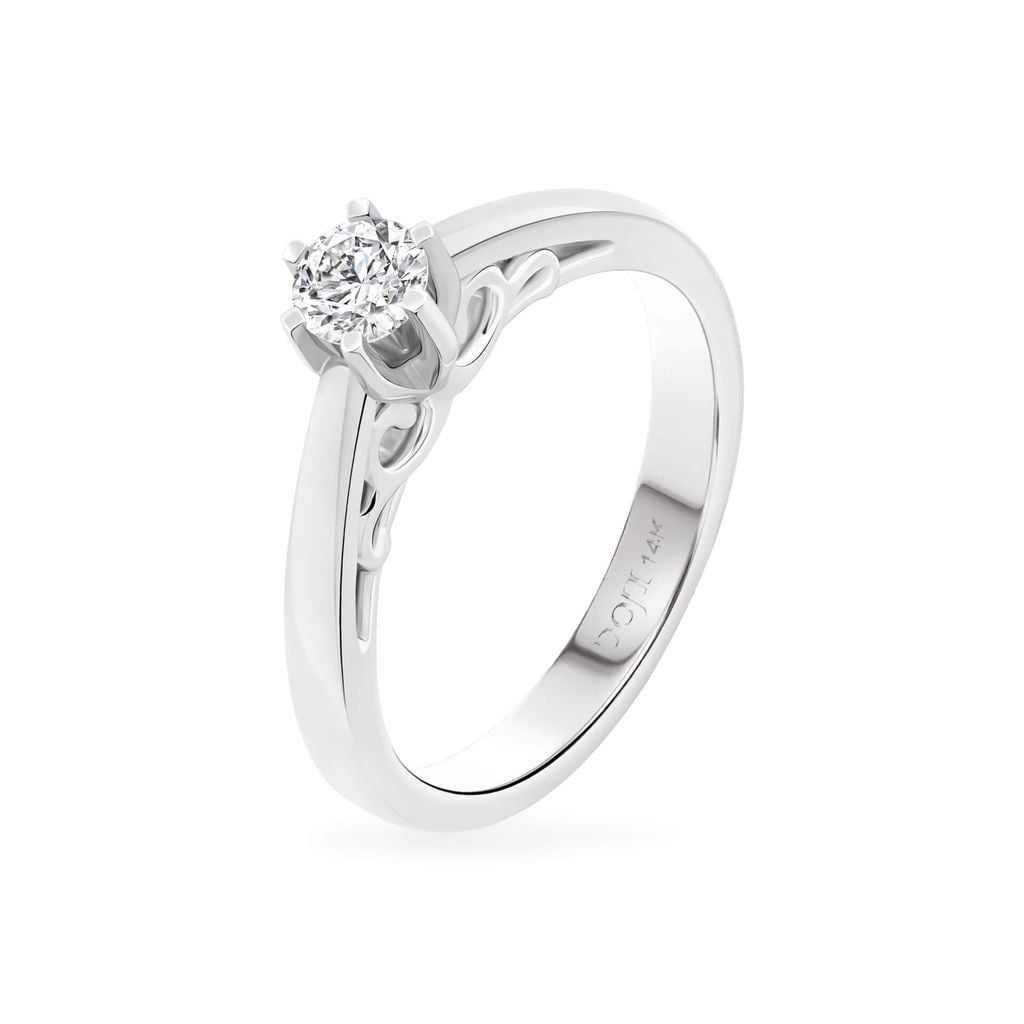 Nhẫn đính hôn vàng trắng 14K gắn kim cương DOJI AFRE000021F2DA1 