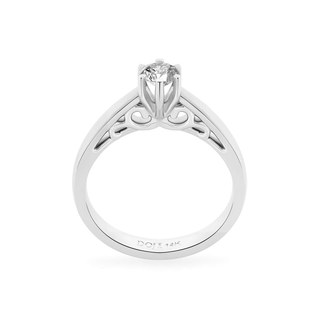 Nhẫn đính hôn vàng trắng 14K gắn kim cương DOJI AFRE000021F2DA1 