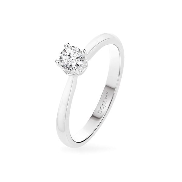 Nhẫn đính hôn vàng trắng 14K gắn kim cương DOJI AFRE000028F2NN1