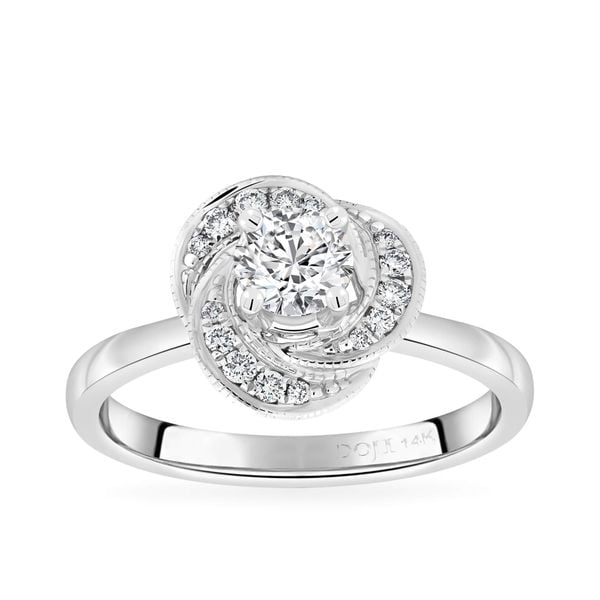 Nhẫn đính hôn vàng trắng 14K gắn kim cương DOJI AFRE000047F2DA1