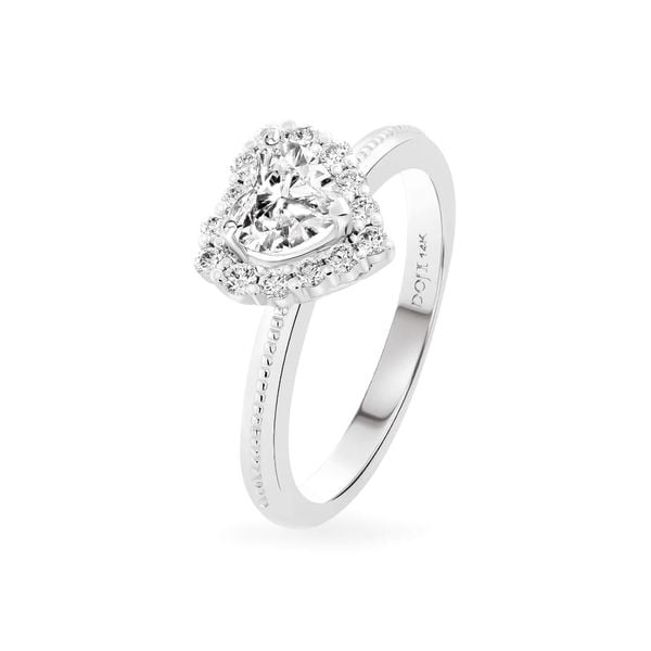 Nhẫn đính hôn vàng trắng 14K gắn kim cương DOJI AFRE000053F2NN1