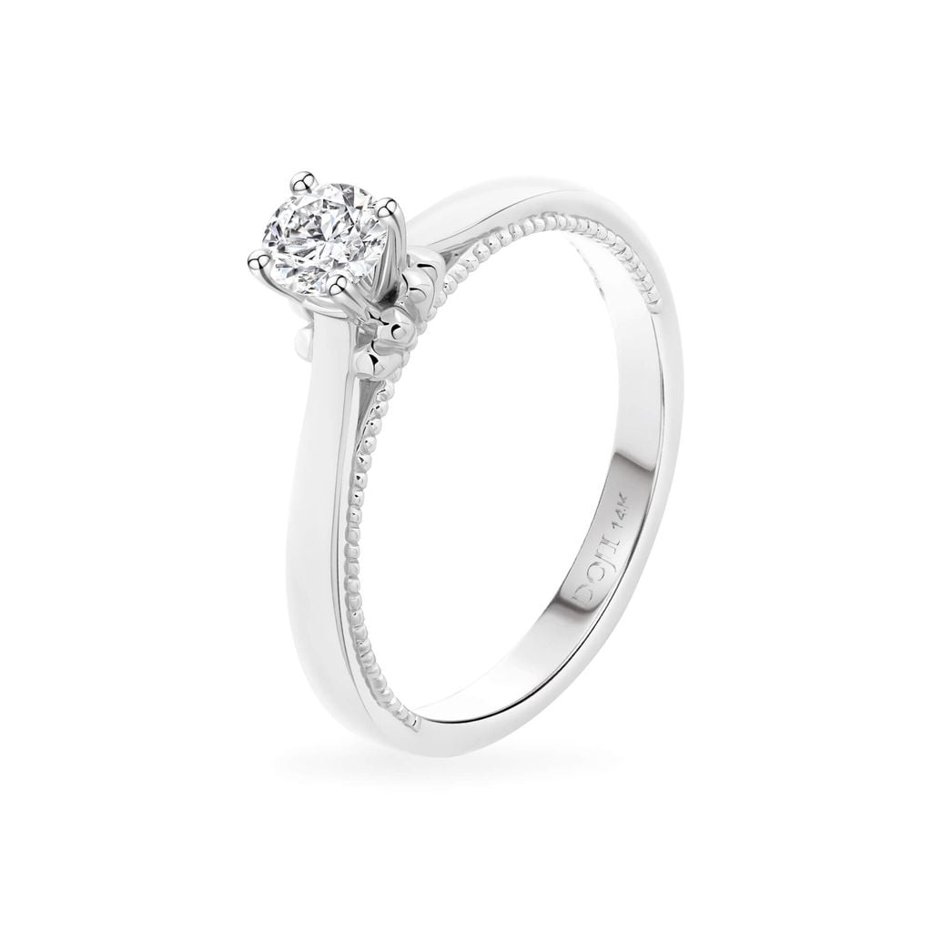 Nhẫn đính hôn vàng trắng 14K gắn kim cương DOJI AFRE000076F2NN1 