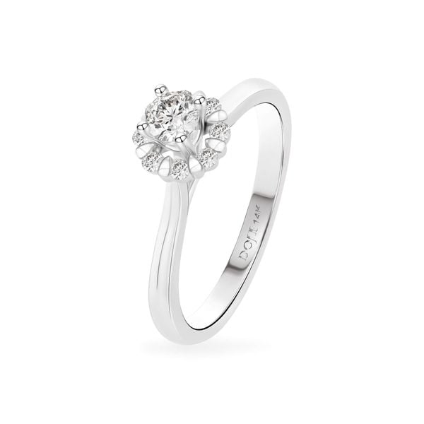 Nhẫn đính hôn vàng trắng 14K gắn kim cương DOJI AFRE000079F2NN1