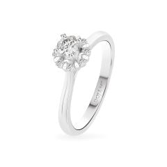 Nhẫn đính hôn vàng trắng 14K gắn kim cương DOJI AFRE000079F2NN1