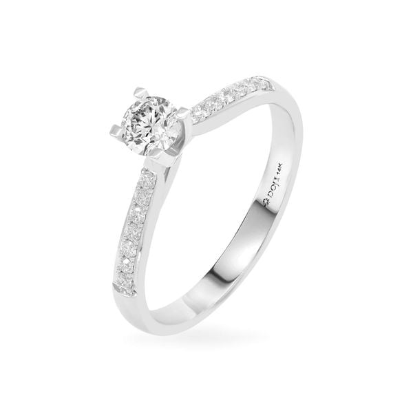 Nhẫn đính hôn vàng trắng 14K gắn kim cương DOJI AFRE000083F2NN1