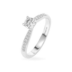 Nhẫn đính hôn vàng trắng 14K gắn kim cương DOJI AFRE000084F2NN1