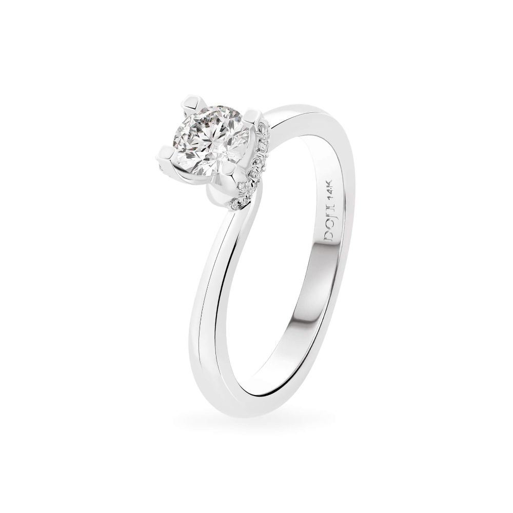 Nhẫn đính hôn vàng trắng 14K gắn kim cương DOJI AFRE000089F2NN1 