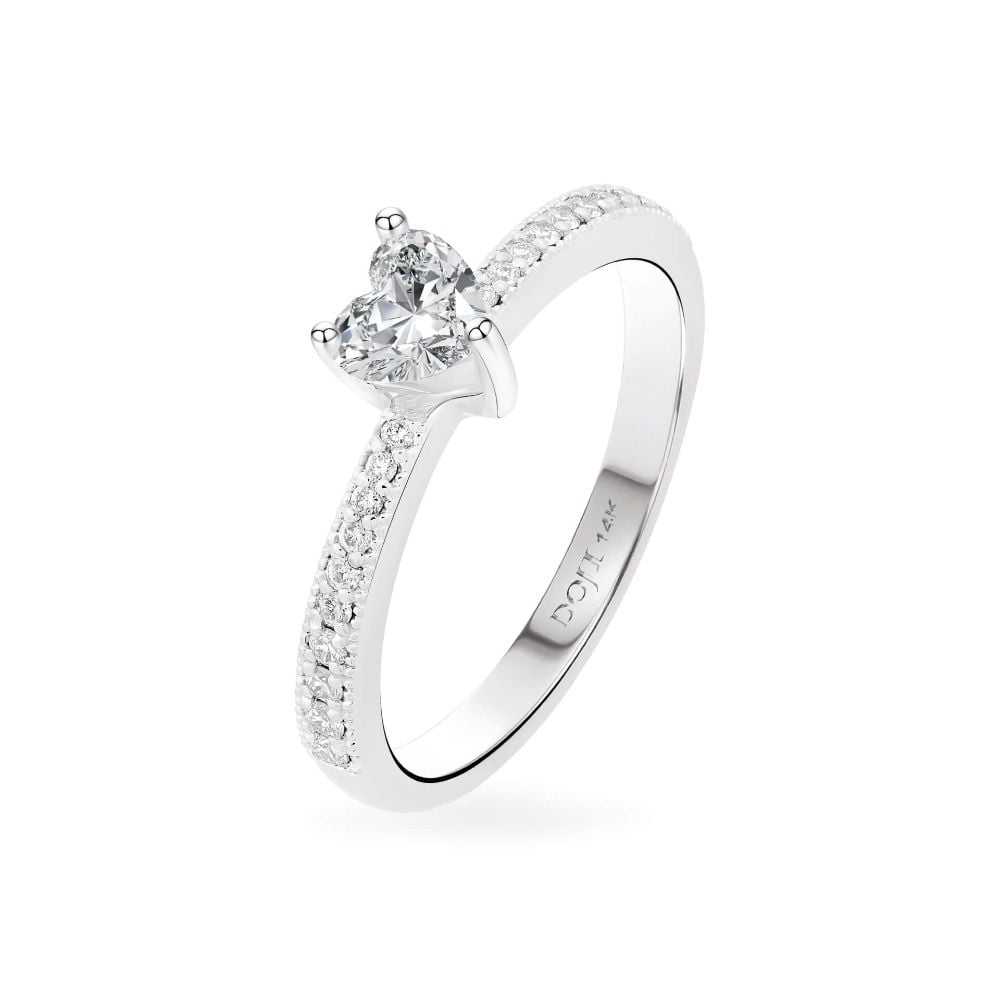 Nhẫn đính hôn vàng trắng 14K gắn kim cương DOJI AFRE010004F2NN1 