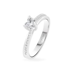 Nhẫn đính hôn vàng trắng 14K gắn kim cương DOJI AFRE010005F2NN1