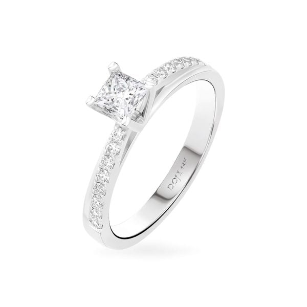 Nhẫn đính hôn vàng trắng 14K gắn kim cương DOJI AFRE010012F2NN1
