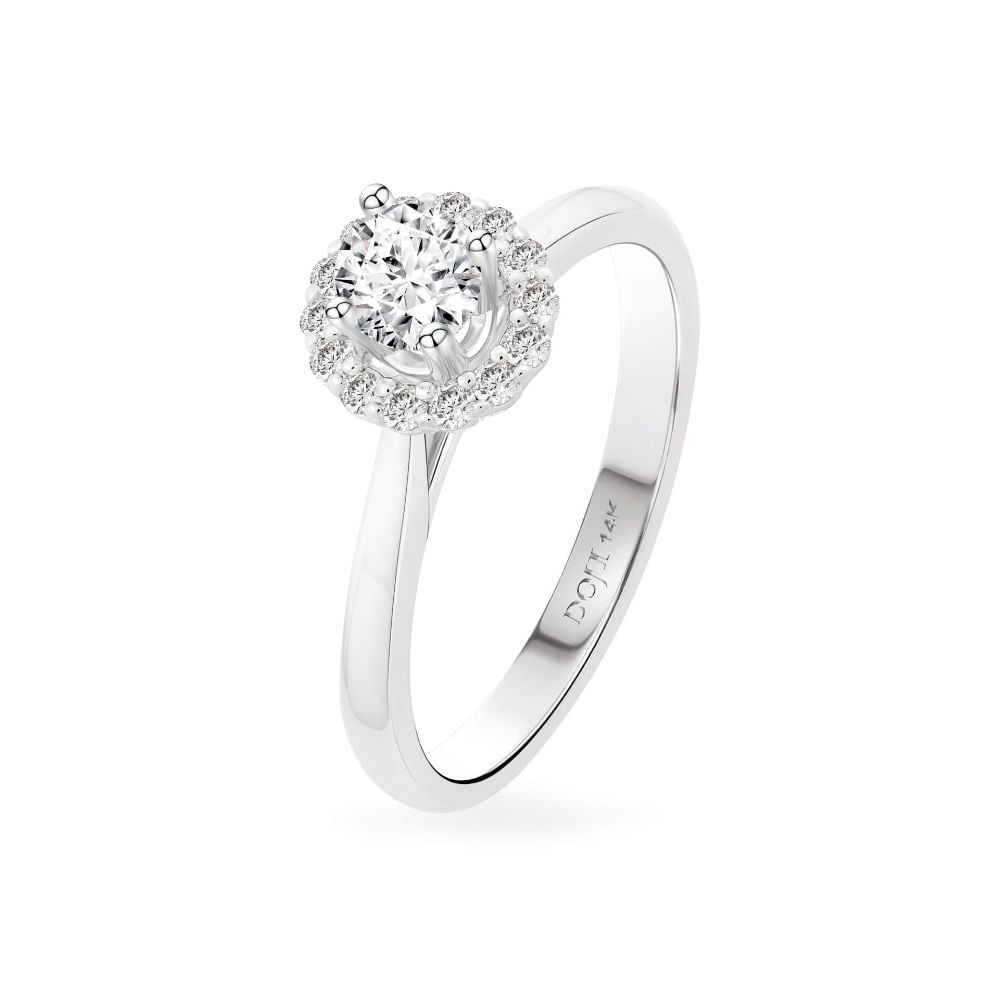 Nhẫn đính hôn vàng trắng 14K gắn kim cương DOJI AFRE010014F2NN1 