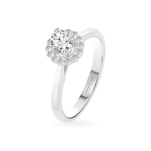 Nhẫn đính hôn vàng trắng 14K gắn kim cương DOJI AFRE010014F2NN1