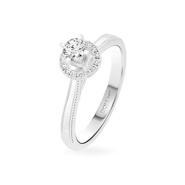 Nhẫn đính hôn vàng trắng 14K gắn kim cương DOJI AFRE010021F2NN1