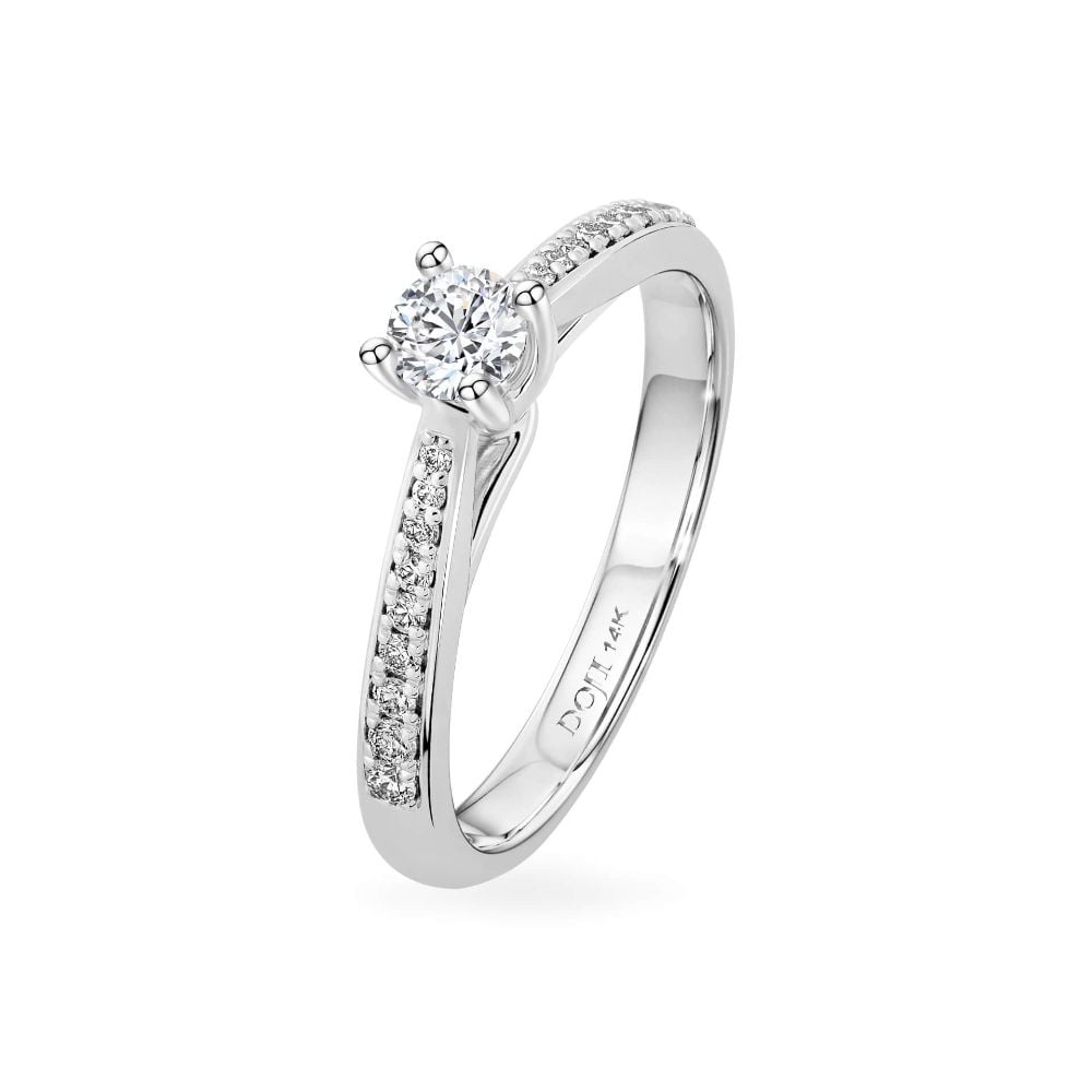 Nhẫn đính hôn vàng trắng 14K gắn kim cương DOJI AFRE010025F2NN1 