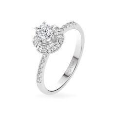 Nhẫn đính hôn vàng trắng 14K gắn kim cương DOJI AFRE010028F2HA1