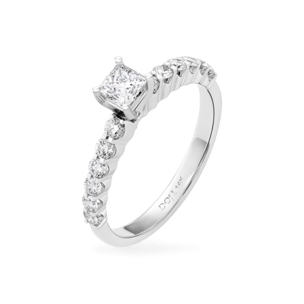 Nhẫn đính hôn vàng trắng 14K gắn kim cương DOJI AFRE000108F2NN1