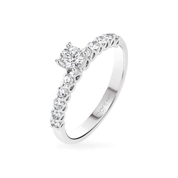 Nhẫn đính hôn vàng trắng 14K gắn kim cương DOJI AFRE000112F2NN1