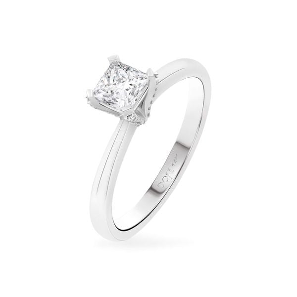 Nhẫn đính hôn vàng trắng 14K gắn kim cương DOJI AFRE000115F2NN1