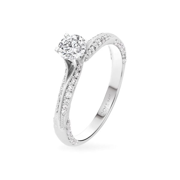 Nhẫn đính hôn vàng trắng 14K gắn kim cương DOJI AFRE000116F2NN1